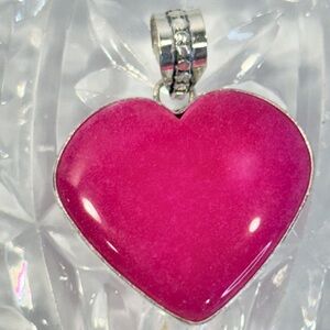 🆕 Natural Pink Chalcedony Gemstone Heart Pendant In Sterling Silver 🆕